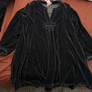 Dark blue crushed velvet dress